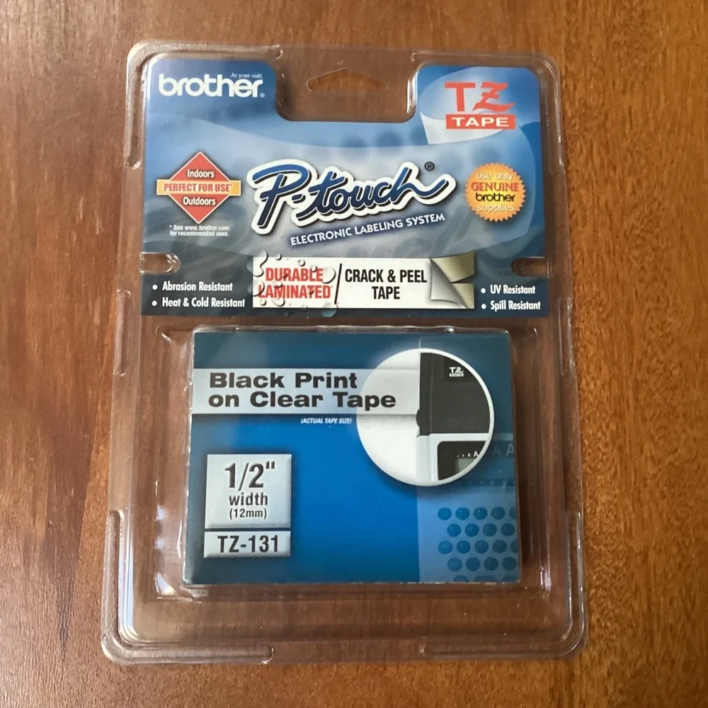 Brother TZ-121 P-touch Electronic Labeling System Tape 1/2” width (12mm)